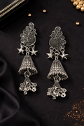 Oxidized Peacock Jhumka Earrings for Women | Traditional Star Design Jhumki | Ethnic Party Wear Jewellery