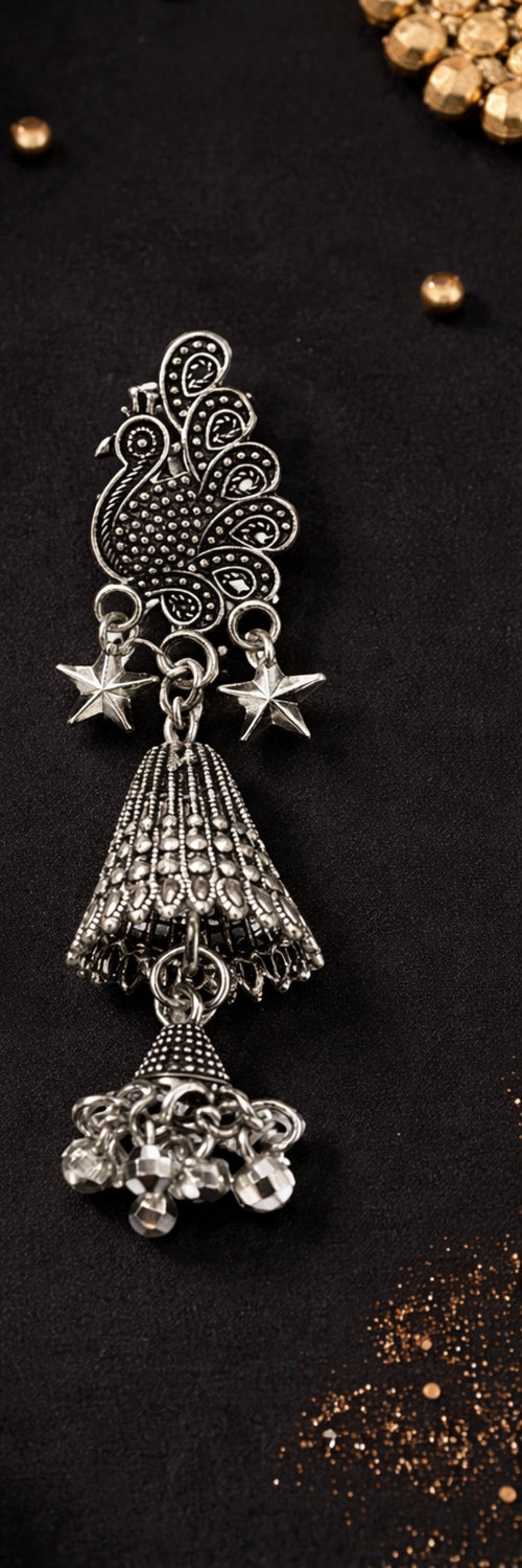 Oxidized Peacock Jhumka Earrings for Women | Traditional Star Design Jhumki | Ethnic Party Wear Jewellery